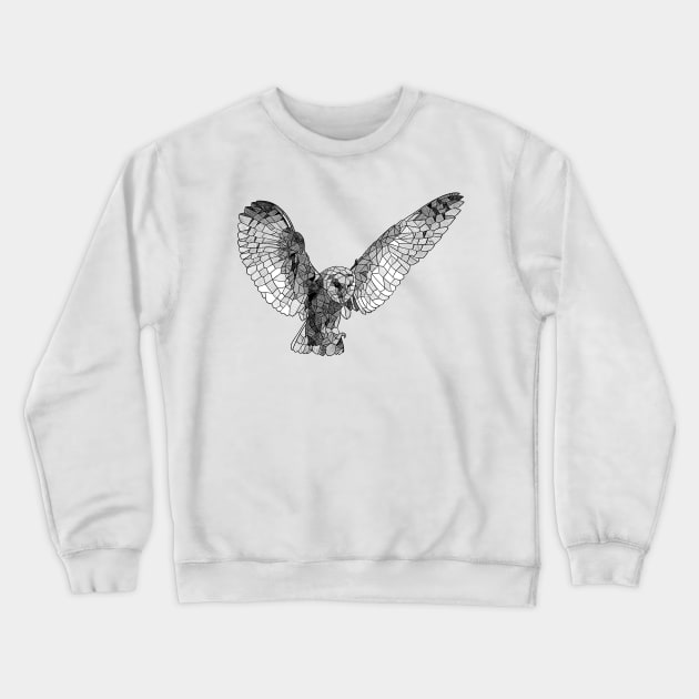 Sketchy Geometric Owl Flying Crewneck Sweatshirt by polliadesign